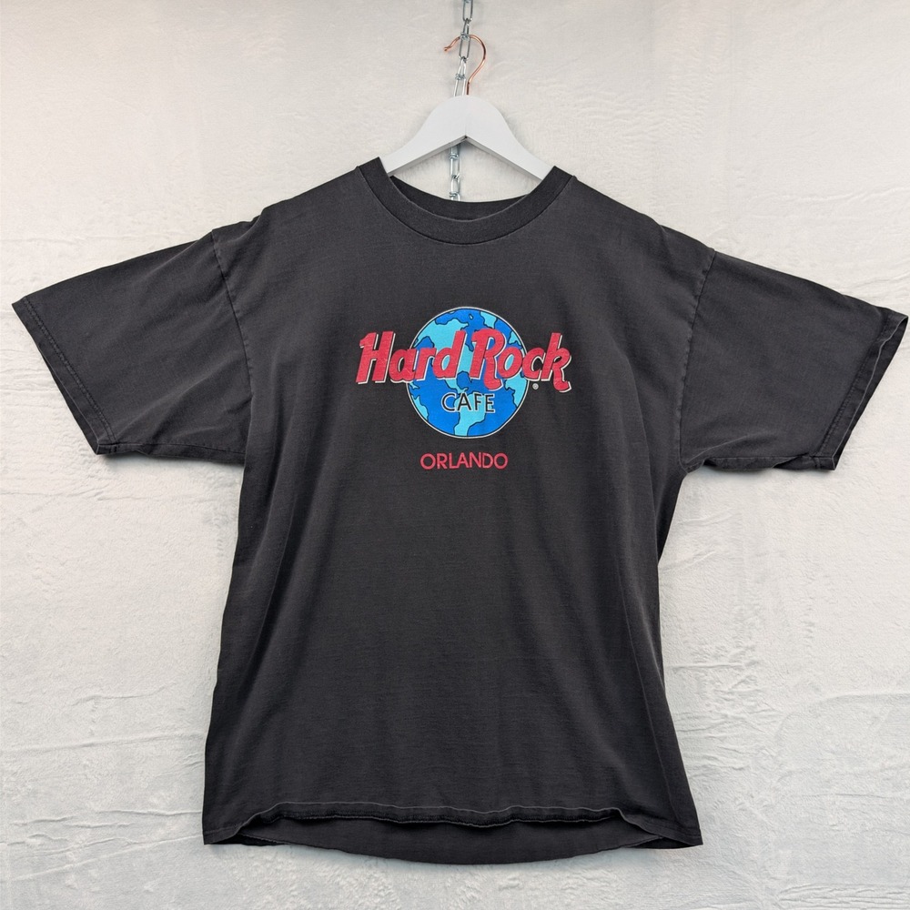 VTG Hard Rock Cafe T-Shirt Men's XL Black Faded Orlando Grunge Streetwear 90s